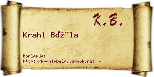Krahl Béla névjegykártya